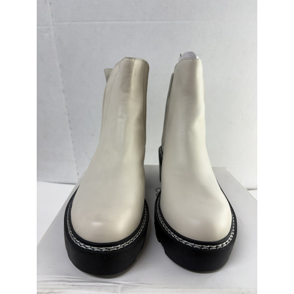 Calvin Klein Women's Amina Leather Block Heel Chelsea Boots Chic Cream Size 8M - Picture 5 of 8